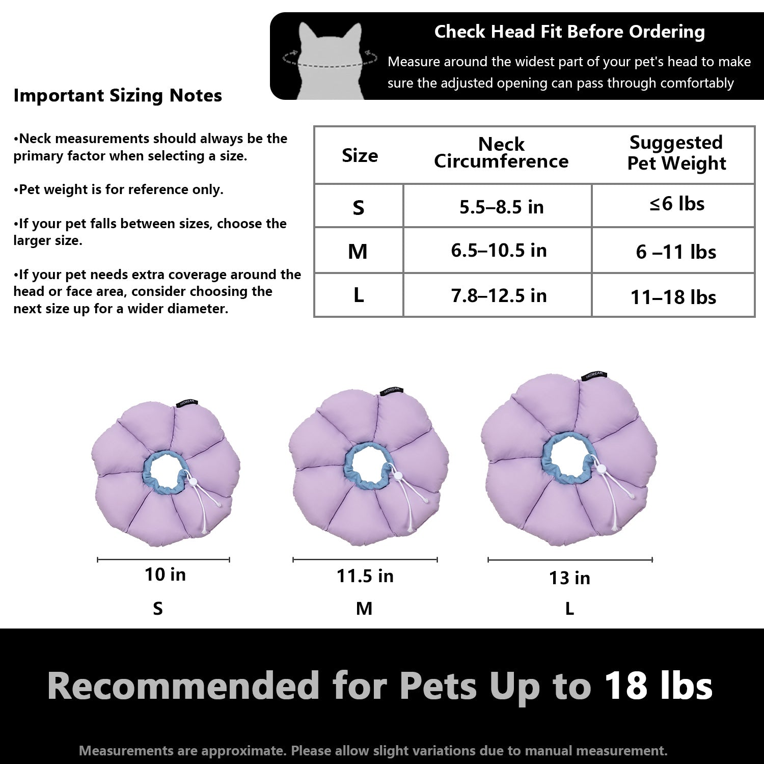 Flower Pet Recovery Collar - Size Guide | HiDREAM Pets