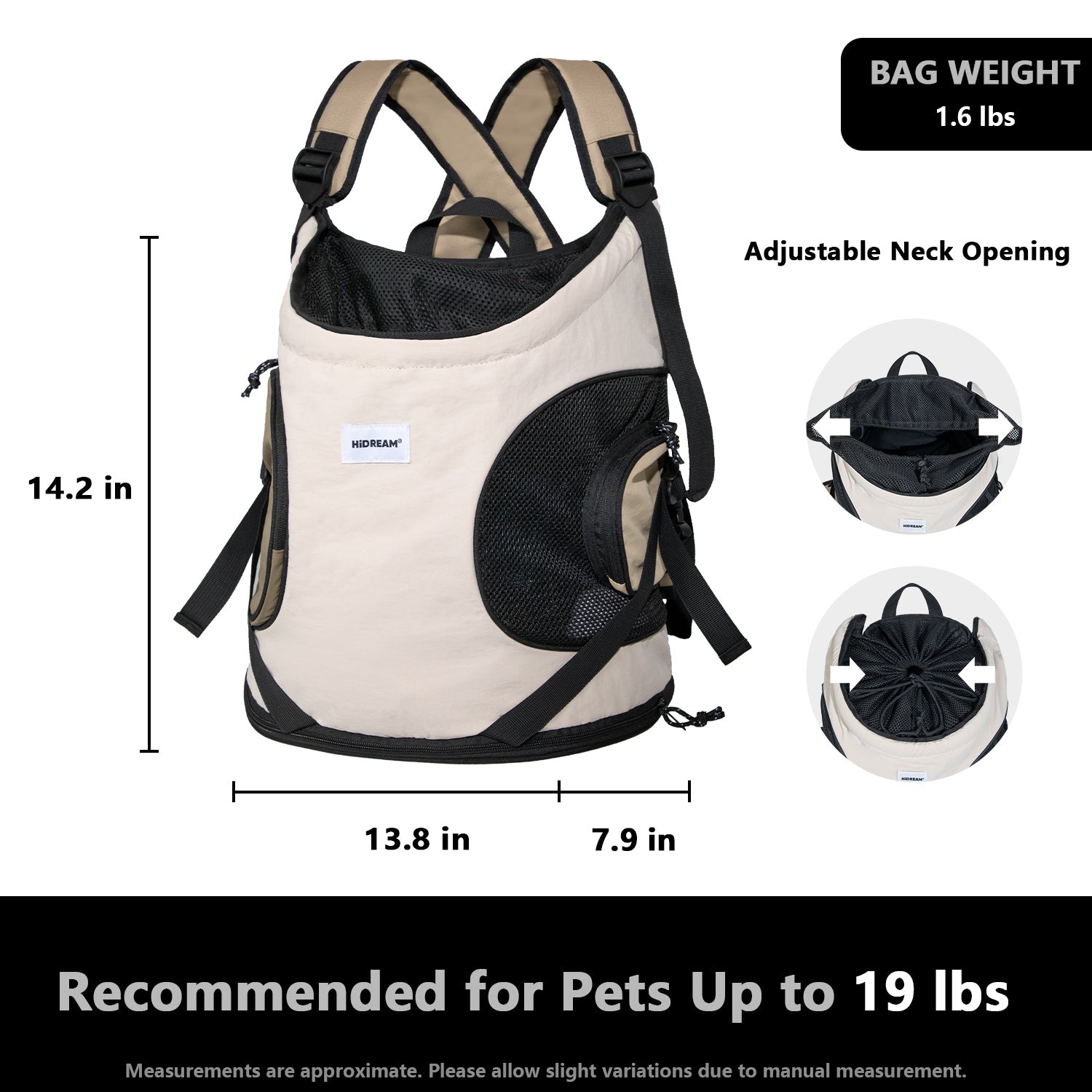 Front-Facing Pet Carrier Backpack - Size Guide | HiDREAM Pets