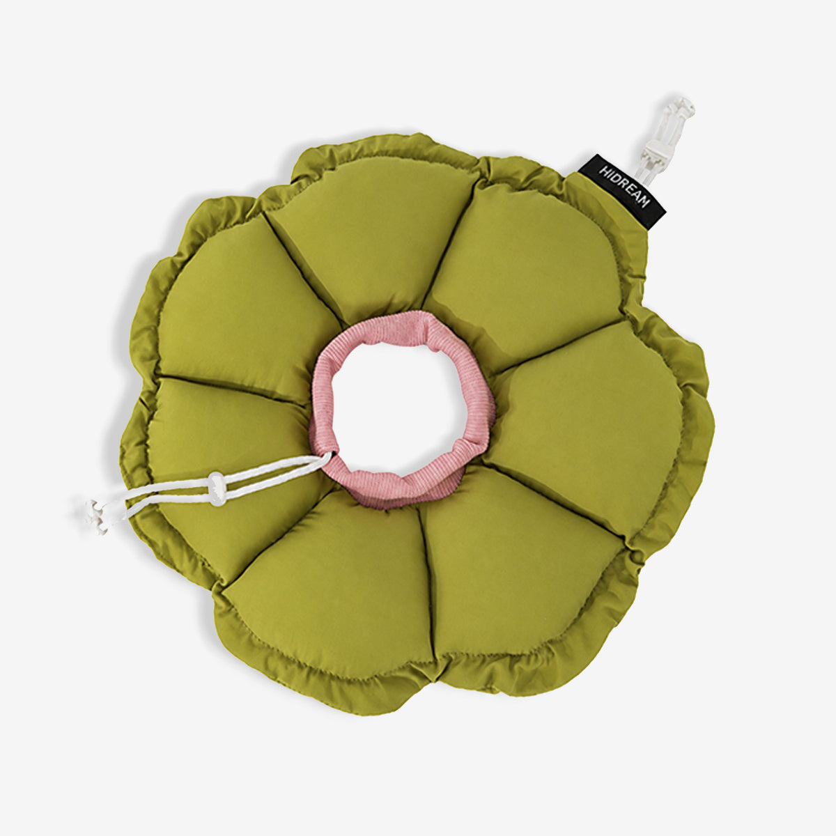 Green pet recovery collar with soft padded adjustable design