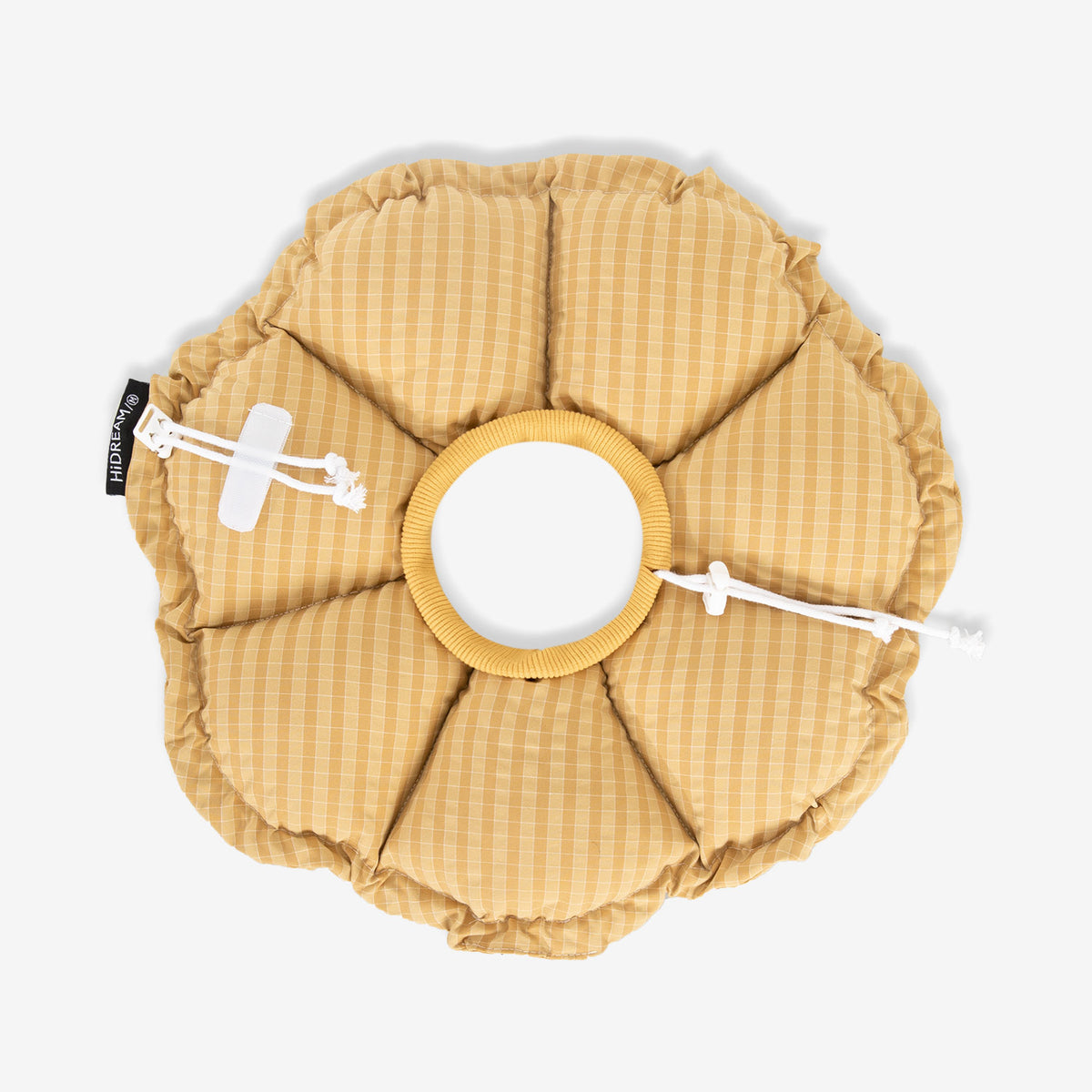 Yellow pet recovery collar with 2-in-1 flower and raised cone design